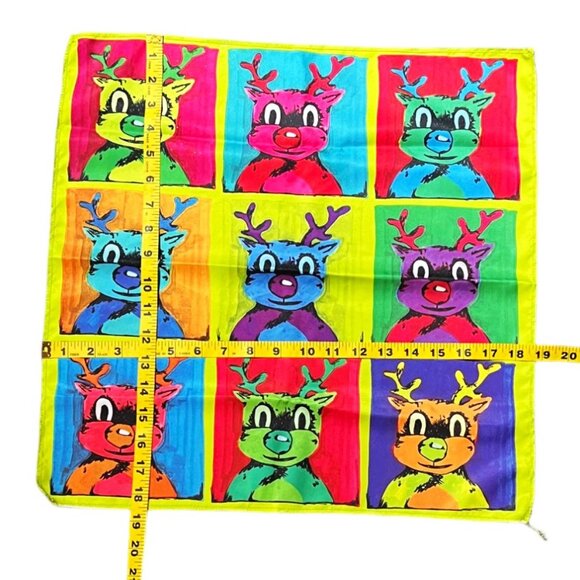 LUSH Limited Edition "Warhol Reindeer" 100% Recycled Polyester Knot Wrap, 19x19 - Picture 2 of 2